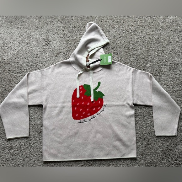 Kate Spade White Sweater with Red Strawberry Design - Picture 2 of 4